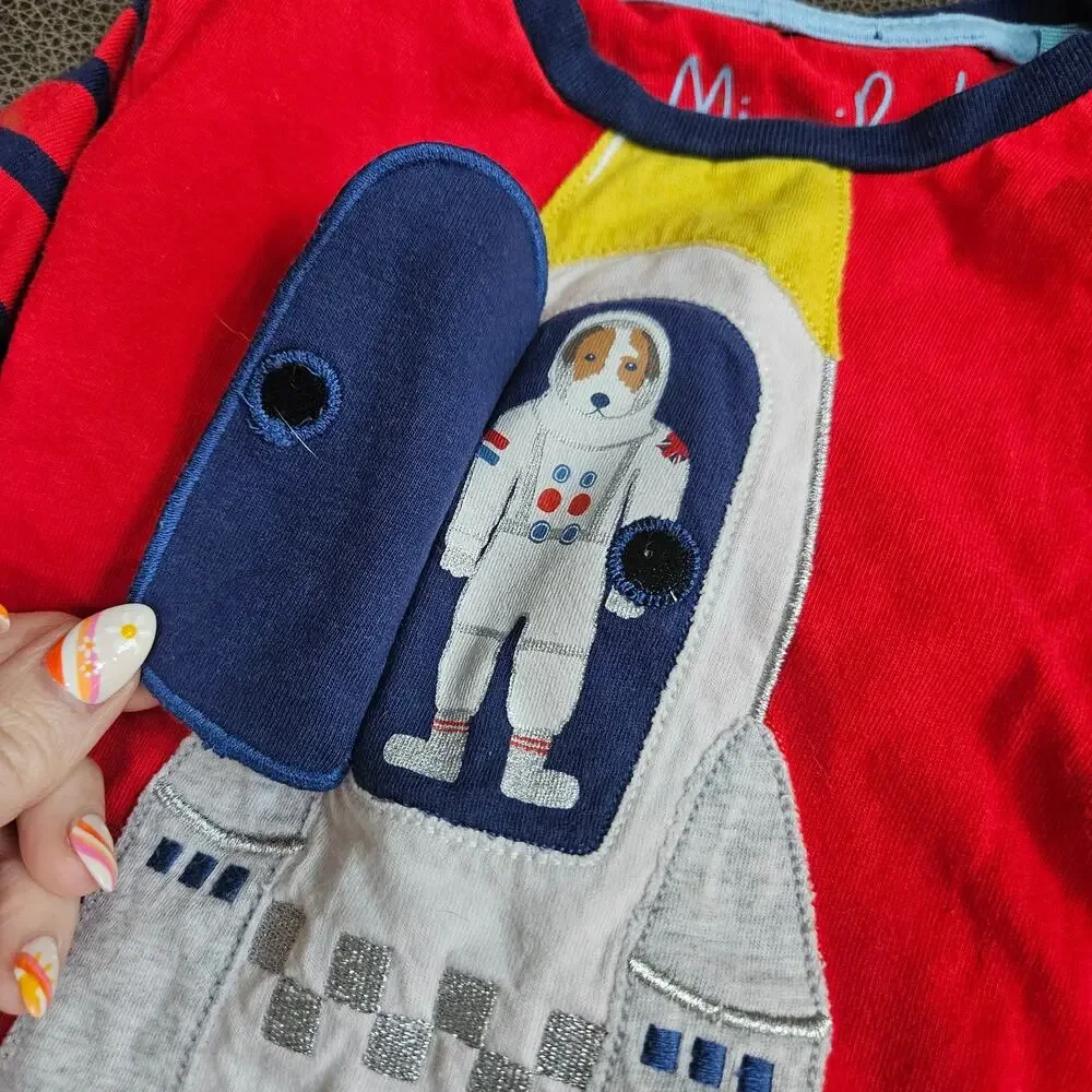 Mini Boden Boys Rocket Astronaut Dog Lift-the-Flap Long Sleeve Shirt 2-3Y
